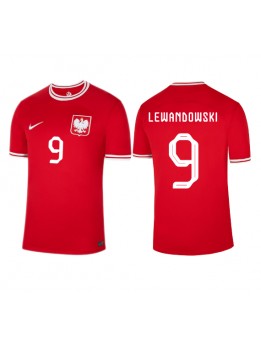 Moški Nogometna dresi replika Poljska Robert Lewandowski #9 Gostujoči SP 2022 Kratek rokav